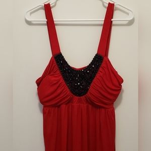 NEW! Candie's Red, Black Jeweled Sleeveless Top Women's Size Large